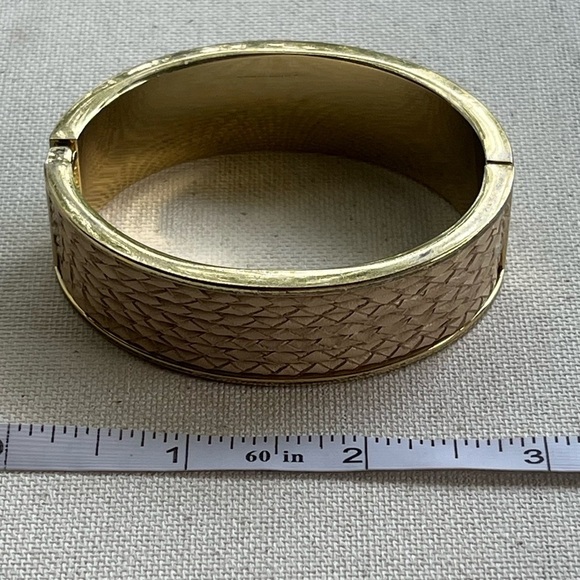 Gold and Tan Textured Bangle Bracelet - Picture 4 of 4